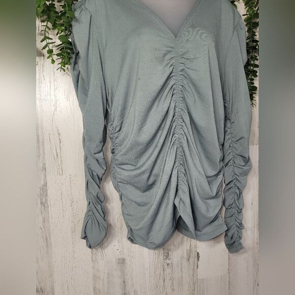 Joie Sage Green Ruched Blouse - Picture 11 of 16